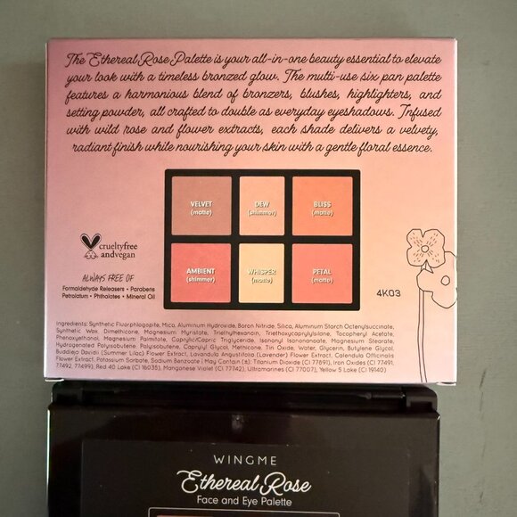 Wingme Ethereal Rose Face and Eye Palette Light Medium Eye Shadow Blush - Picture 3 of 6